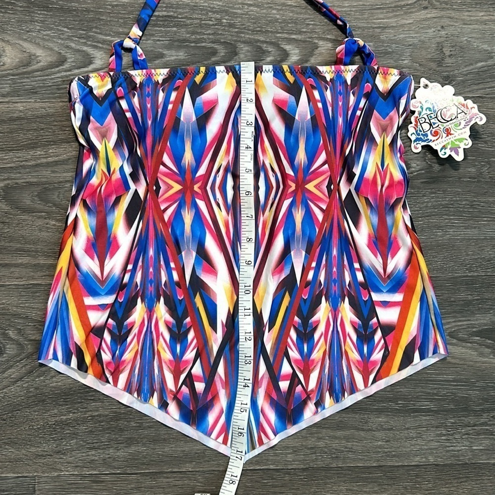NWT Becca Medium Aura Halter Tankini Top Blue Tribal Swimwear Bathing Suit Swim - Picture 7 of 12